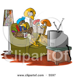 5597_funny_turkey_family_standing_and_sitting_around_watching_tv